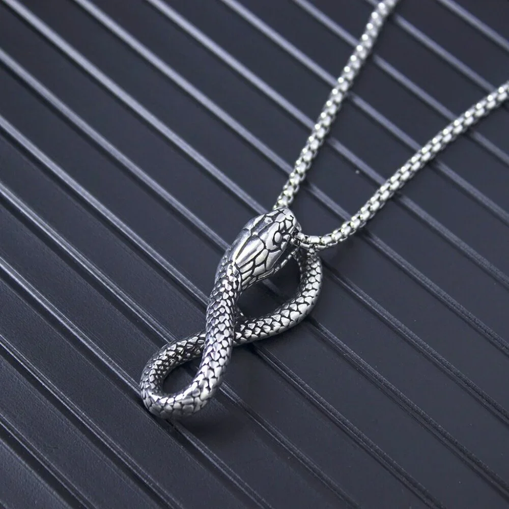Punk Wind Snake King Necklace for Men, BL55590011